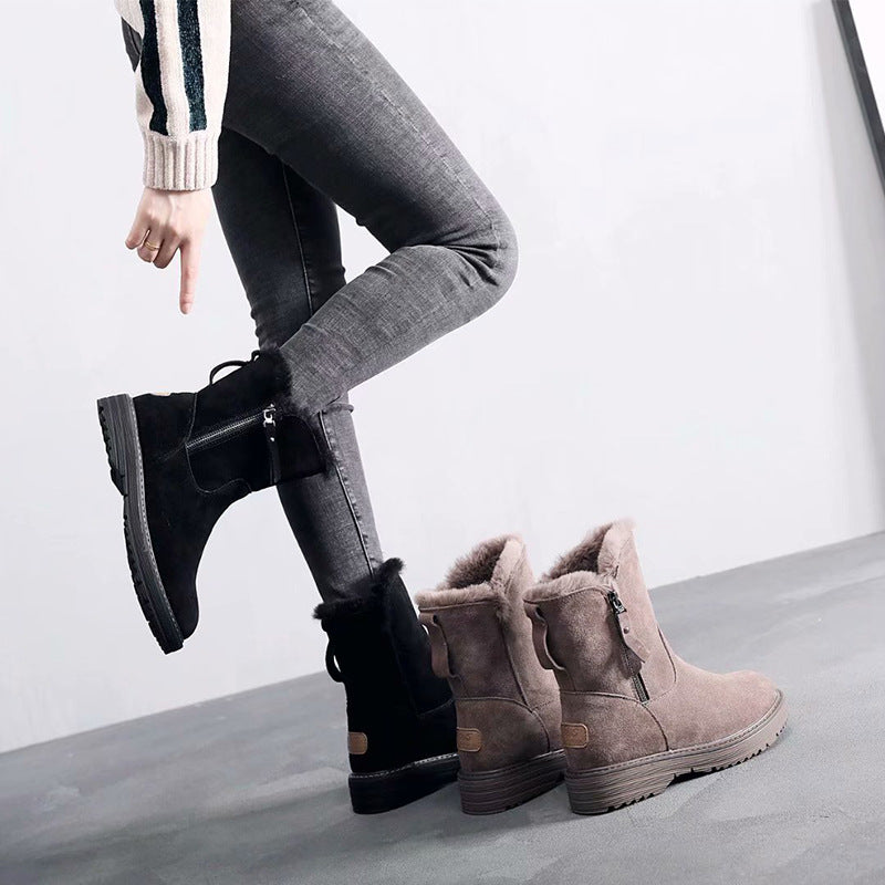 Plush platform snow boots