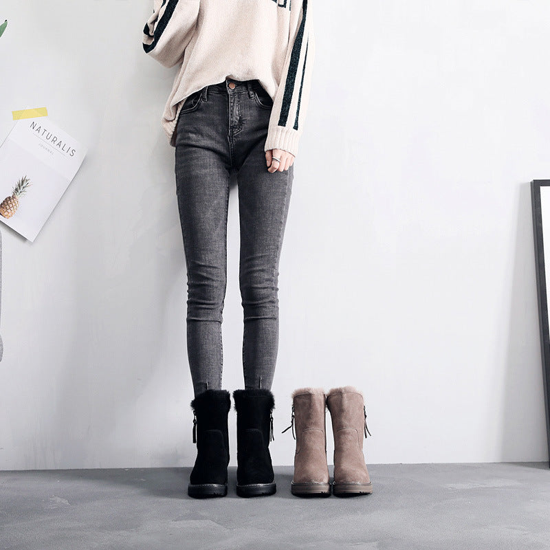 Plush platform snow boots