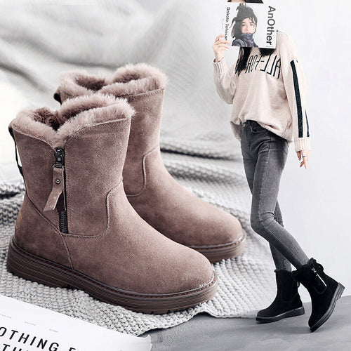 Plush platform snow boots